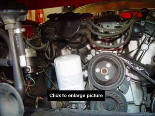 Dino motor viewed from the front through where the radiator normally is